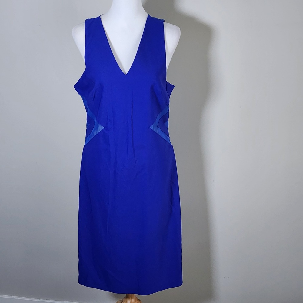 Le Chateau Sheath Dress Womens Large‎ Blue Mesh Back Sleeveless Cocktail Event